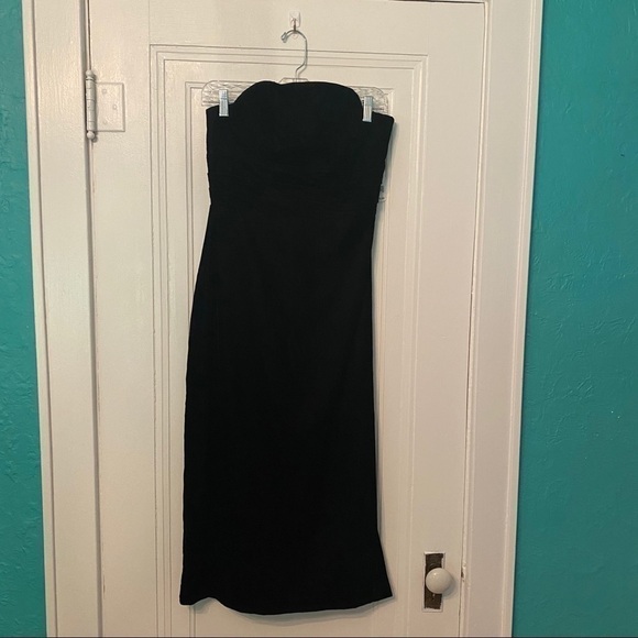 Shoshanna Roxford Black Strapless Velvet Midi Dress Size 4 Cocktail Evening - Picture 6 of 10